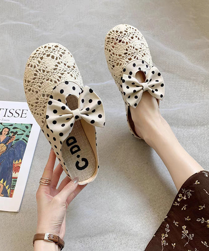 Black Bow Splicing Chic Breathable Mesh Slide Sandals