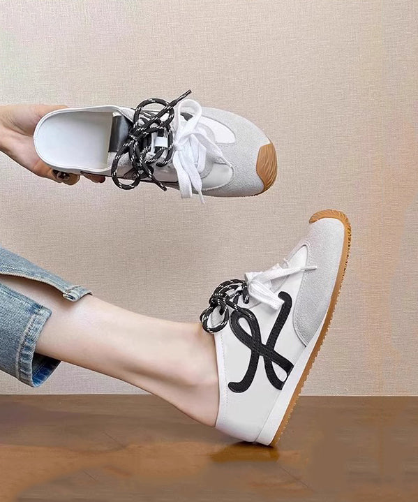 Casual Brown Suede Splicing Slide Sandals Lace Up