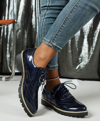 Red Hollow Out Lace Up Faux Leather Flats Shoes