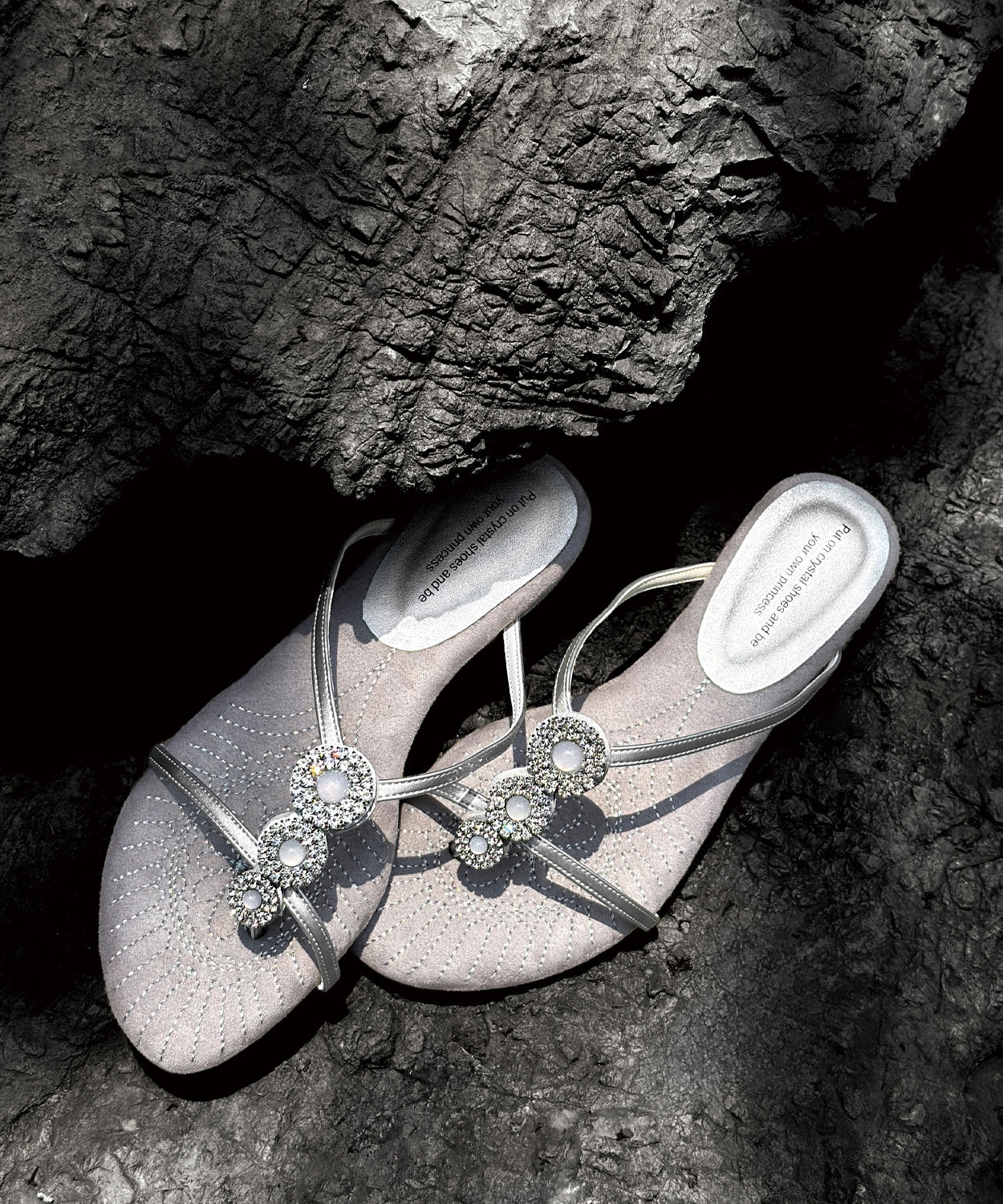 Brown Zircon Splicing Chic Wedge Suede Slide Sandals