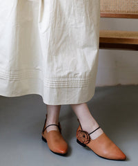 Casual Pointed Toe Flat Shoes For Pink Brown Cowhide Leather