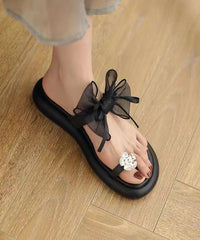 Stylish White Bow Splicing Platform Slide Sandals