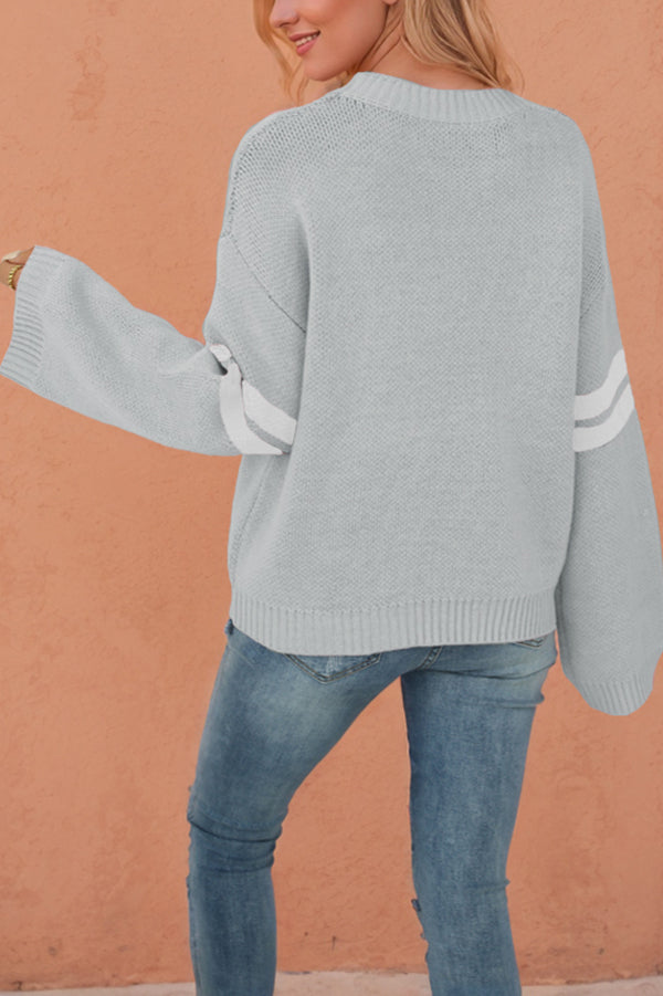 Heart-shaped Jacquard Long-sleeved Loose Knit Sweater