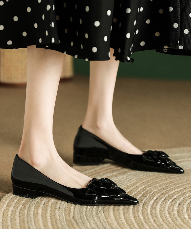 Red Floral Splicing Flat Feet Shoes Pointed Toe