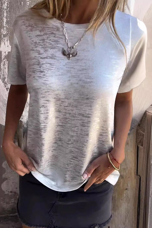 Bronzing Round Neck Short-sleeved T-shirt