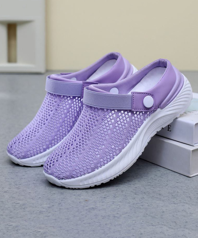 Purple Comfy Breathable Mesh Splicing Slide Sandals