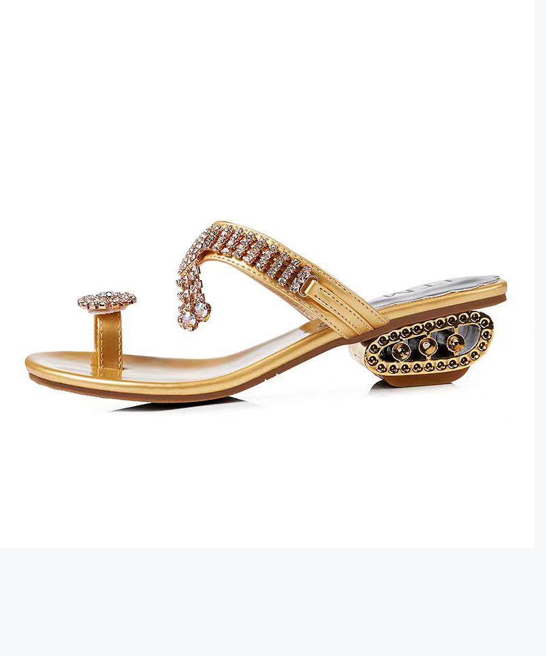 Gold Zircon Flip Flops Slide Sandals Style Bohemia