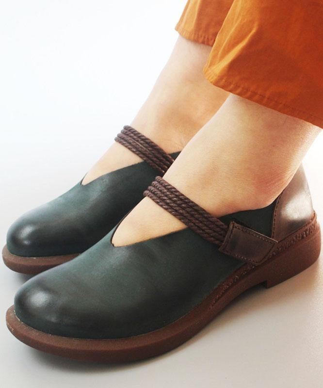 Blue Flat Shoes For Genuine Leather Elegant Splicing Flats