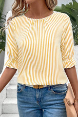 Striped Printed Button Half Sleeve Casual Shirt