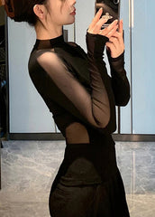 Original Design Black Flattering Tulle Tops Spring