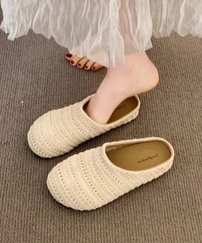 Beige Comfortable Breathable Mesh Splicing Slide Sandals