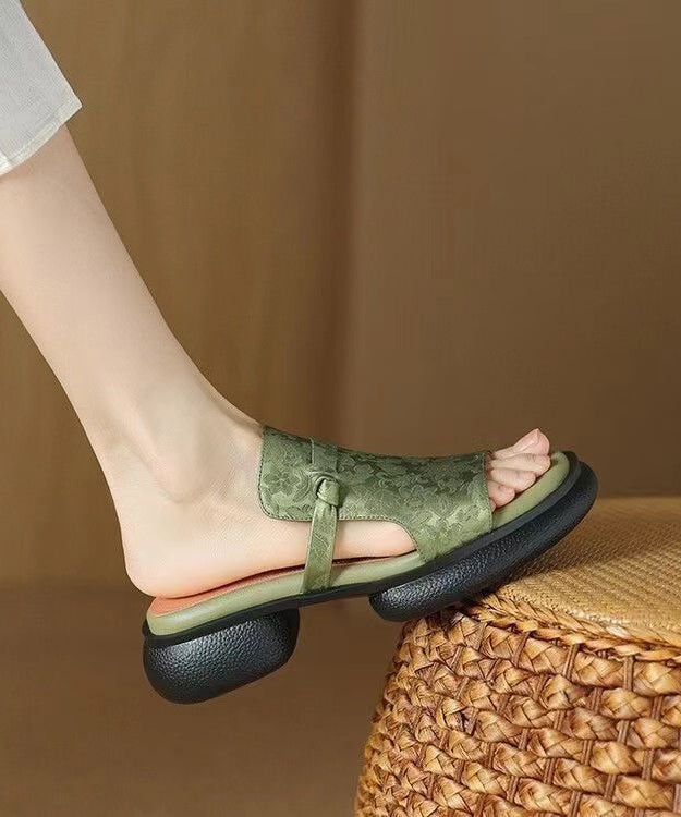 Green Splicing Platform Slide Sandals Peep Toe