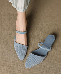 Splicing High Heel Blue Suede Slide Sandals