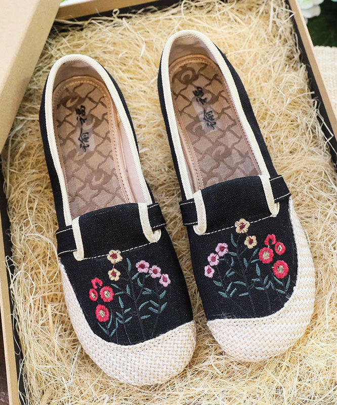 Casual Beige Embroideried Flat Shoes For Splicing Flat Feet Shoes