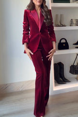 Delicate Daze Velvet High Rise Elastic Waist Flare Pants
