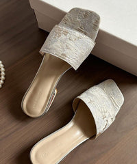 Summer Apricot Embroidery Slide Sandals Peep Toe