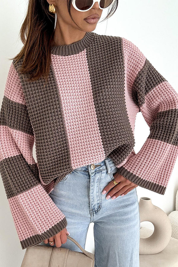 Colorblock Loose Long-sleeved Casual Knitted Sweater