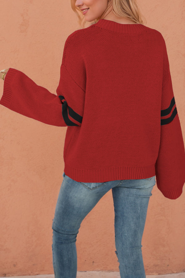 Heart-shaped Jacquard Long-sleeved Loose Knit Sweater