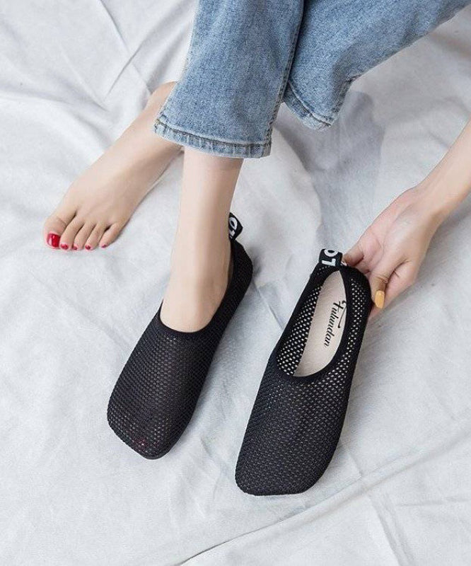 Comfortable Black Flat Shoes Breathable Mesh