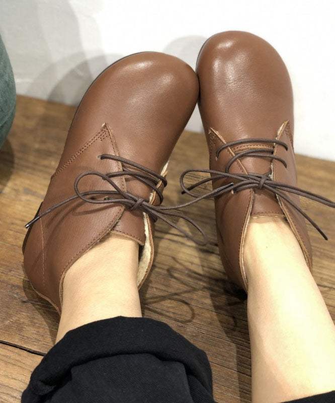 Black Flat Shoes For Lace Up Fuzzy Wool Lined Flat Shoes