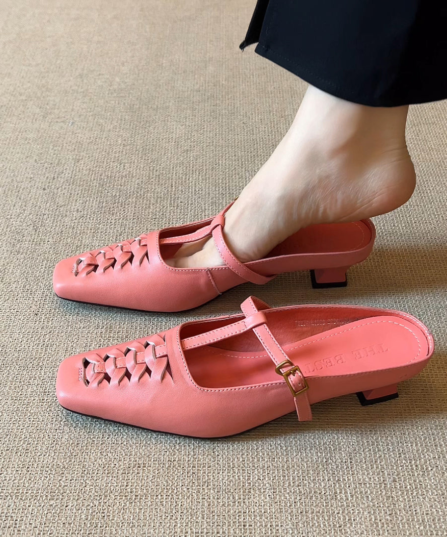 Black Chunky Sheepskin Elegant Splicing Slide Sandals