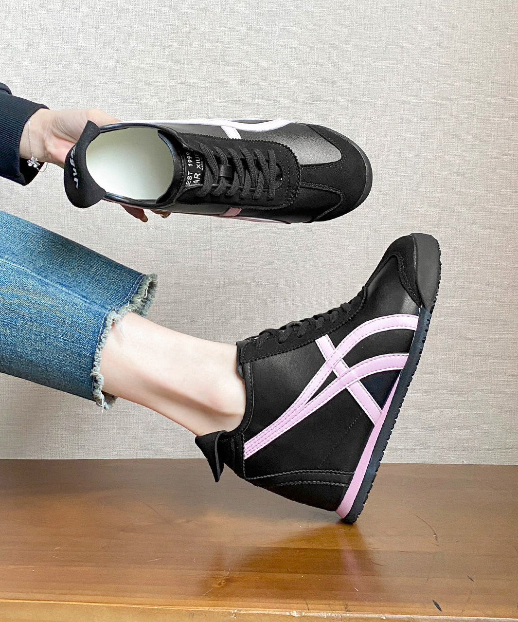 Splicing Wedge High Wedge Heels Shoes Pink Faux Leather