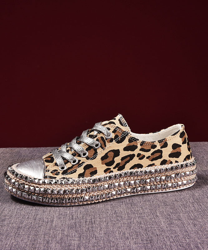 Boho Leopard Print Splicing Flat Shoes For Cotton Fabric