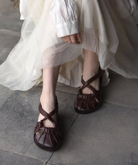 Yellow Cowhide Leather Splicing Hollow Out Walking Sandals