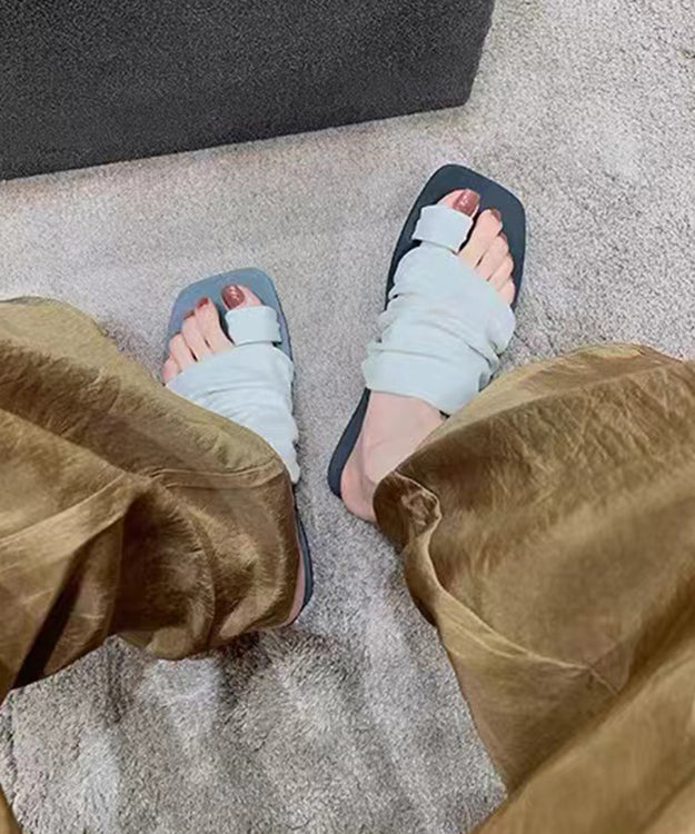 White Toe Flat Wrinkled Slippers