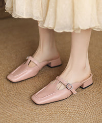 New Comfy Splicing Chunky Blue Sheepskin Slide Sandals