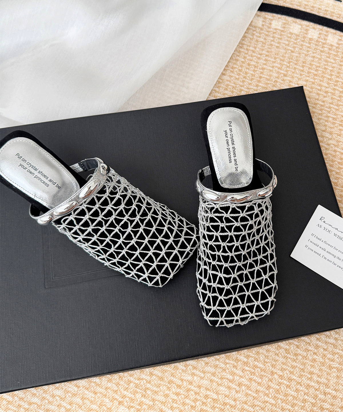 Stylish Hollow Out Splicing Wedge Black Cowhide Leather Slide Sandals