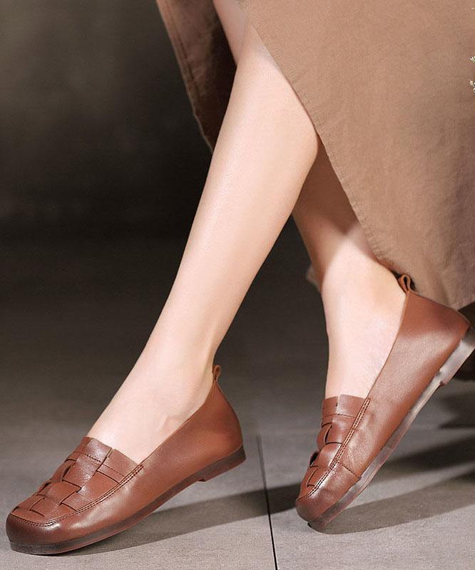Chocolate Genuine Leather Casual Flat Feet Shoes Penny Loafers