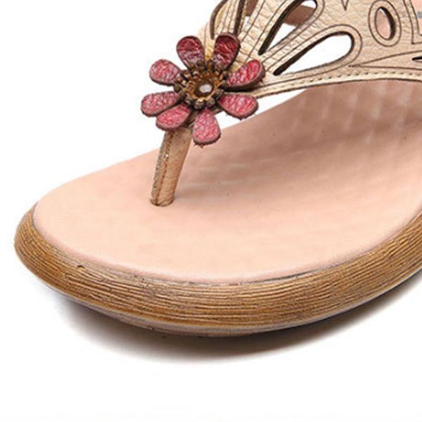 Casual Leather Shoes Beige Portable Slippers