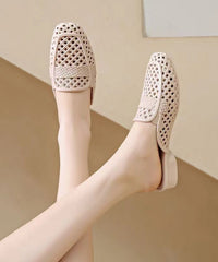 Apricot Hollow Out Breathable Slide Sandals