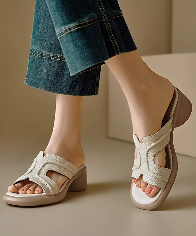 Classy Apricot Chunky Sheepskin Slide Sandals Peep Toe