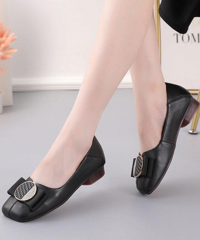 Black Loafer Shoes Genuine Leather Splicing Loafer Shoes