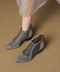 Handmade Splicing Chunky Boots Black Breathable Mesh