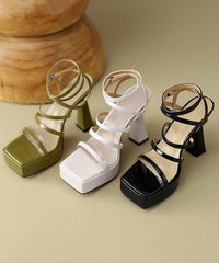 Stylish Army Green Hollow Out Peep Toe High Heels Sandals