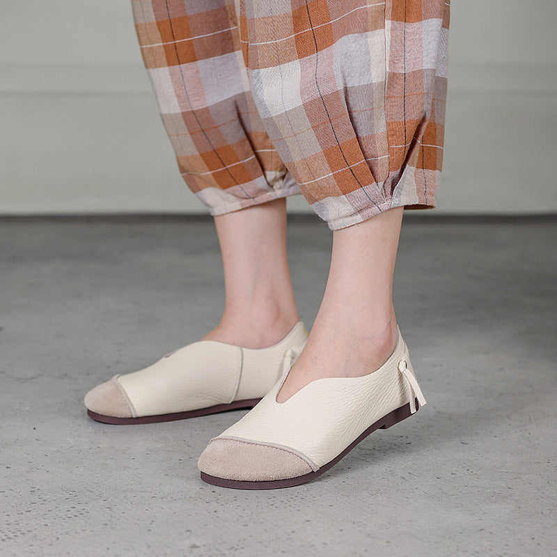 Spring Summer Retro Leather Flat Casual Loafers