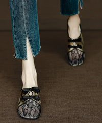 Handmade Silver Hollow Out Lace Splicing Cowhide Leather Slide Sandals