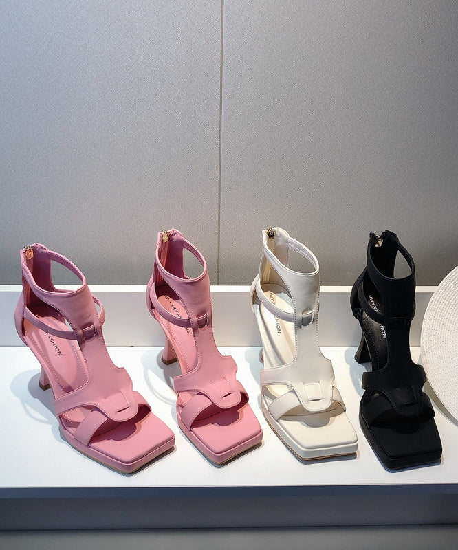 Black Splicing High Heel Sandals Hollow Out Peep Toe