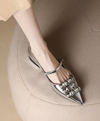 Black Flat Shoes For Buckle Strap Pointed Toe New