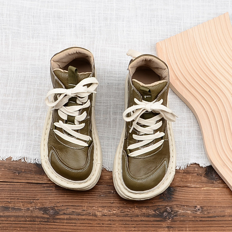 Autumn Leather Thick-Soled Retro Casual Boots