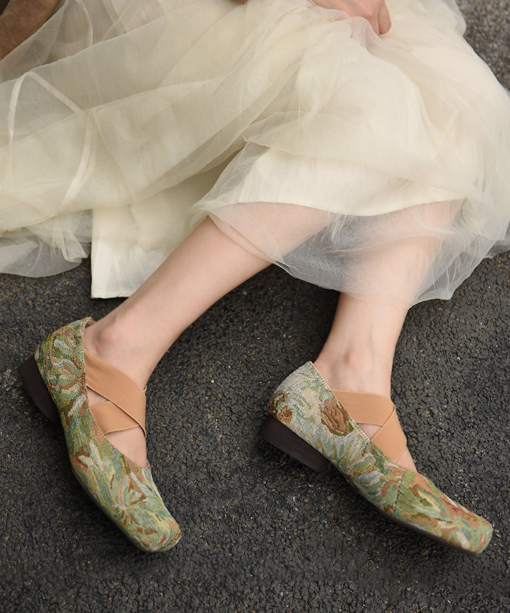 Grass Green Cross Strap Mary Jane Shoes