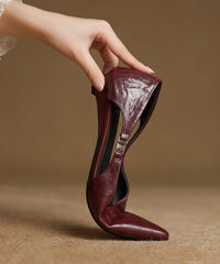 Splicing Flats Red Sheepskin Hollow Out Pointed Toe