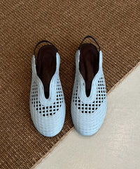 White Flat Sandals Sheepskin Boutique Splicing Hollow Out