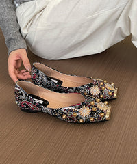 French Splicing Flat Feet Shoes Black Nail Bead Zircon