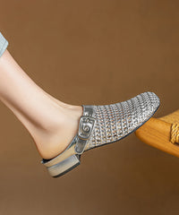 Original Design Silver Hollow Out Slide Sandals