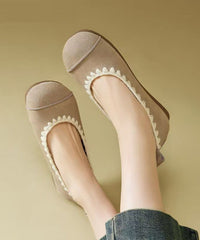 Casual Comfy Leopard Splicing Flat Shoes Suede