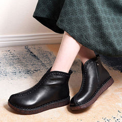 Leather Vintage Ethnic Style Soft Ankle Boots ( Added plush styles)